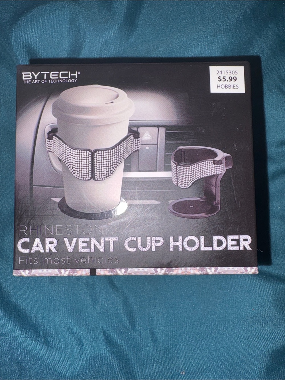 Bytech Rhinestone Car Vent Cup Holder - White